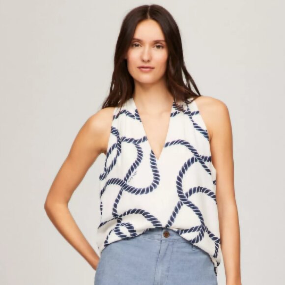 TOMMY HILFIGER | Nautical Rope Print Halter Top - Picture 1 of 14